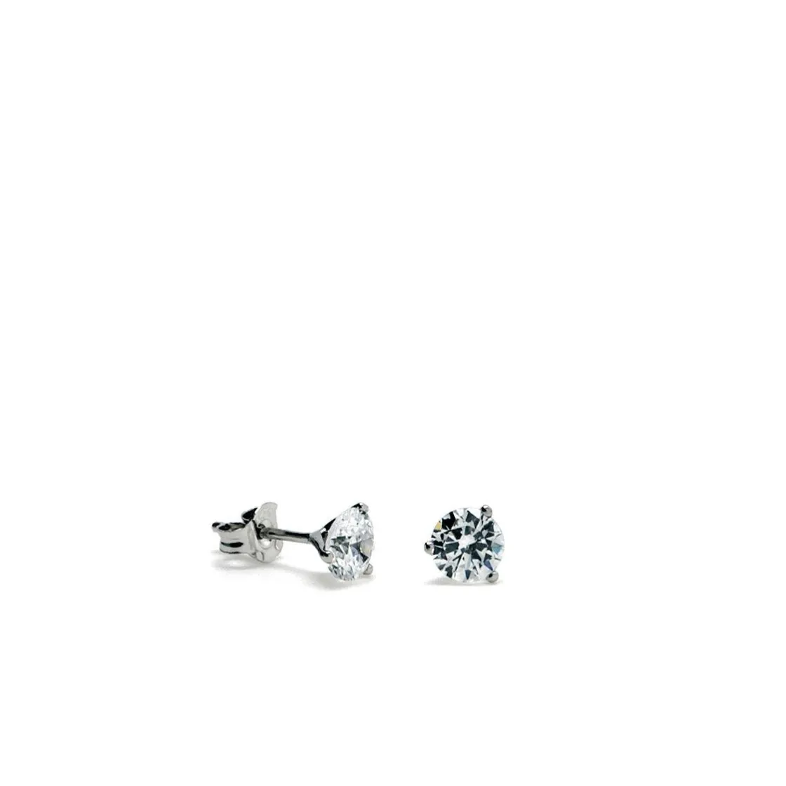 Segundo Pendiente | Pendientes Pequeños | LINEARGENT Pendientes brillantes pequeños con circonita talla redonda