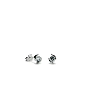 Segundo Pendiente | Pendientes Pequeños | LINEARGENT Pendientes brillantes pequeños diseño circonita central y grapas