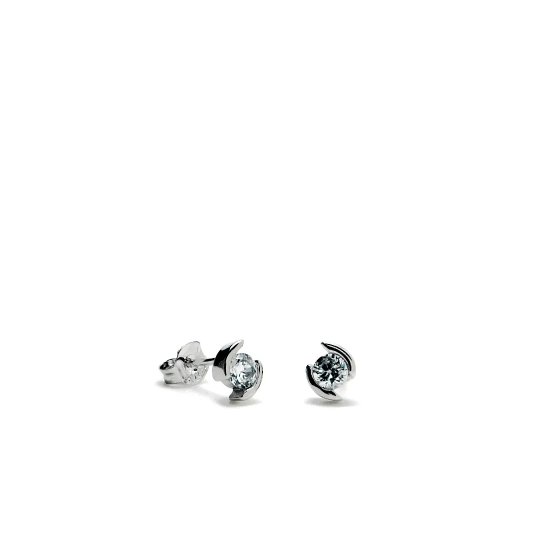 Segundo Pendiente | Pendientes Pequeños | LINEARGENT Pendientes brillantes pequeños diseño circonita central y grapas