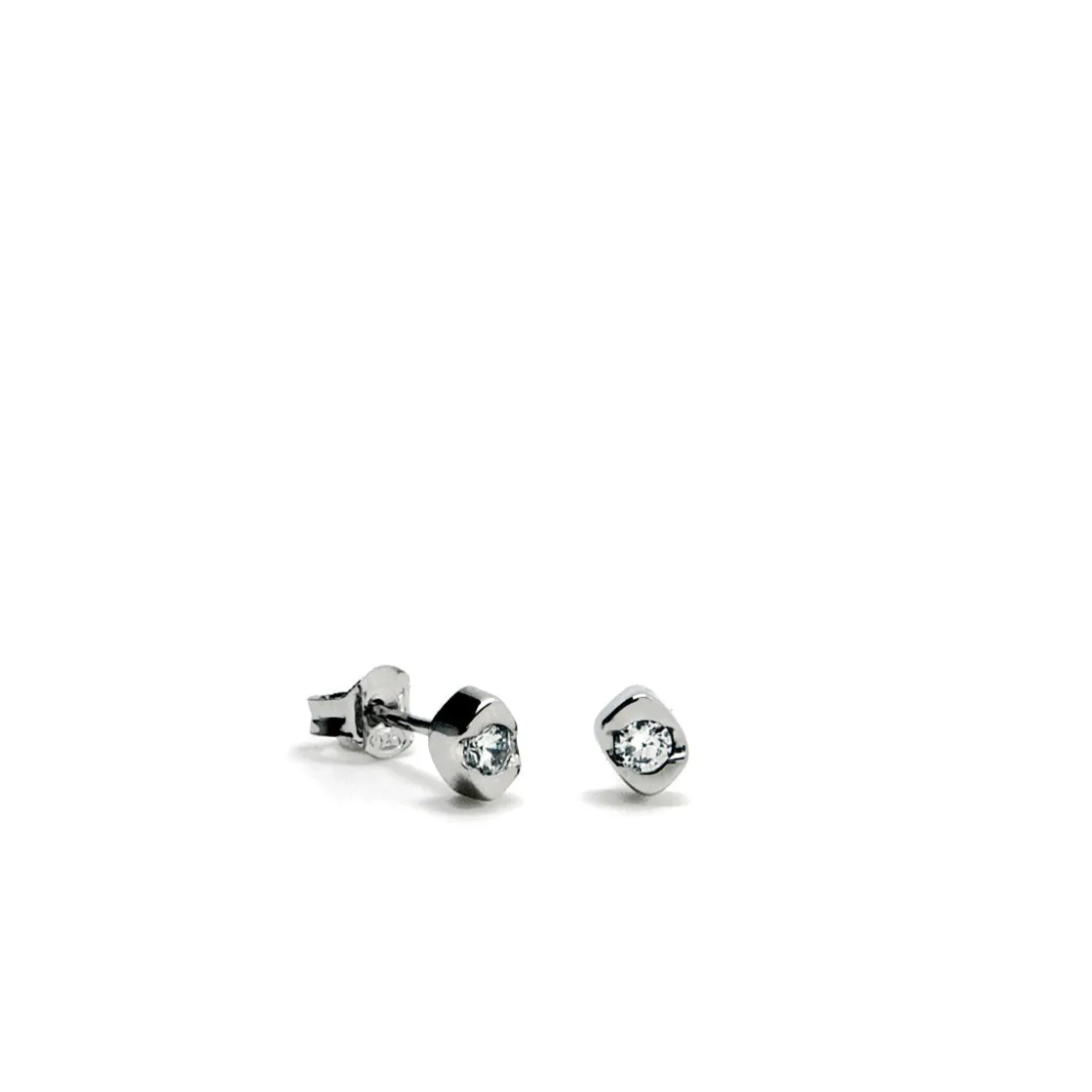 Segundo Pendiente | Pendientes Pequeños | LINEARGENT Pendientes brillantes pequeños diseño cuadrado con circonita