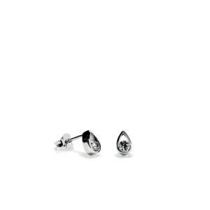 Segundo Pendiente | Pendientes Pequeños | LINEARGENT Pendientes brillantes pequeños diseño lágrima y circonita central