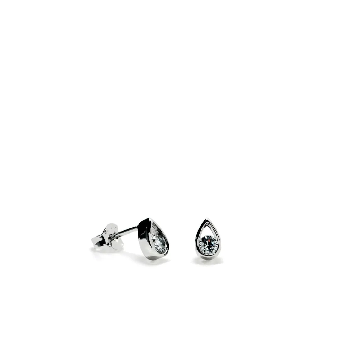 Segundo Pendiente | Pendientes Pequeños | LINEARGENT Pendientes brillantes pequeños diseño lágrima y circonita central