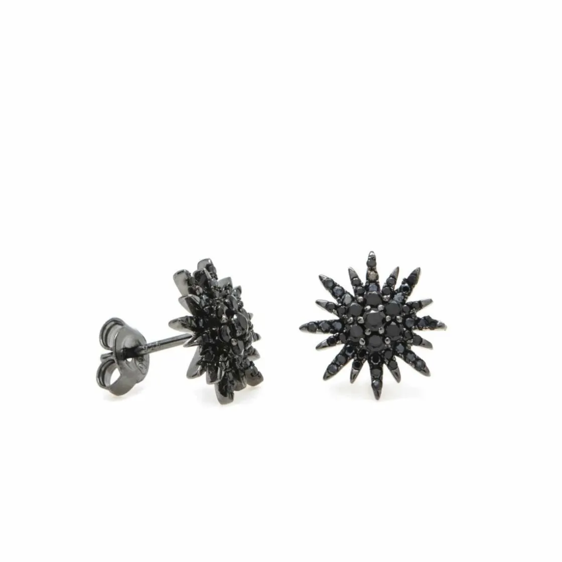 Pendientes Pequeños | LINEARGENT Pendientes brillantes pequeños diseño solar bañados en rutenio