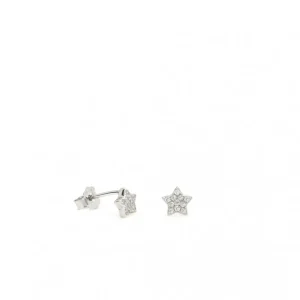 Pendientes Pequeños | LINEARGENT Pendientes brillantes pequeños motivo de mini estrella y circonitas