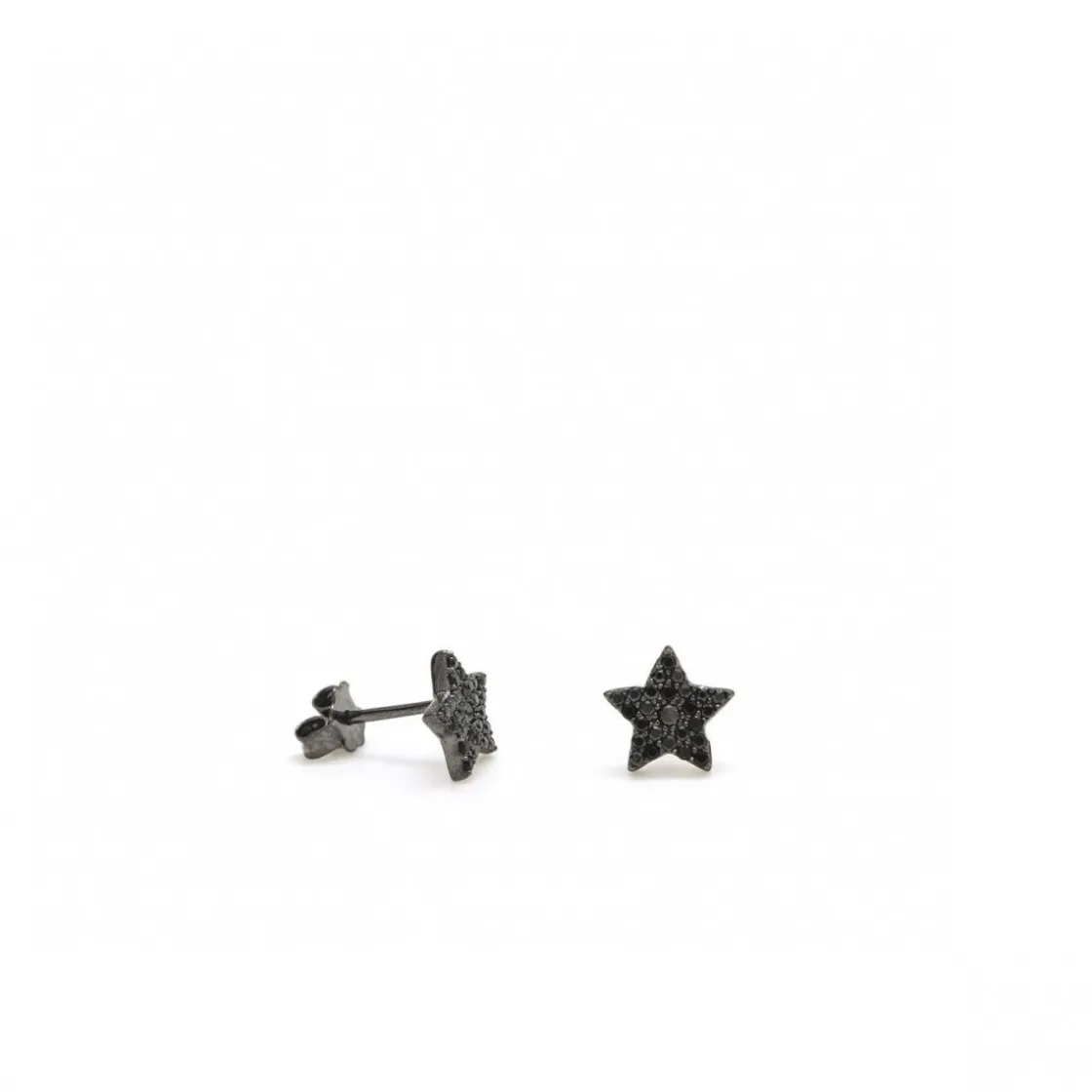 Pendientes Pequeños | LINEARGENT Pendientes brillantes pequeños motivo estrella y baño de rutenio