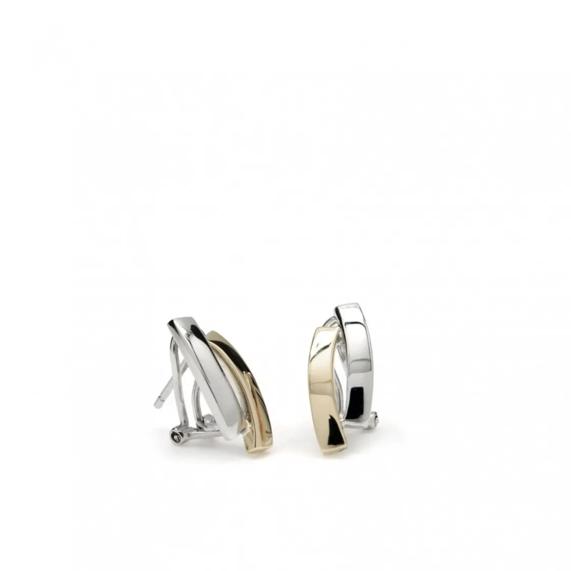 Pendientes Bicolor | Pendientes Cierre Omega | LINEARGENT Pendientes cierre omega bicolores diseño convexo
