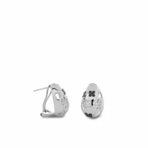 Pendientes Cierre Omega | LINEARGENT Pendientes cierre omega de plata circonitas blancas y negras