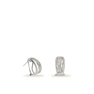 Pendientes Cierre Omega | LINEARGENT Pendientes cierre omega de plata diseño hebilla tres raíles con circonita