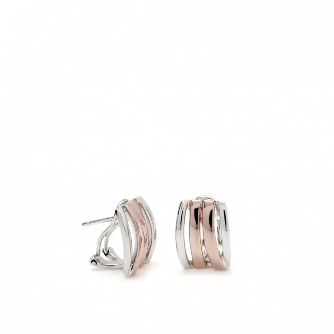 Pendientes Bicolor | Pendientes Cierre Omega | LINEARGENT Pendientes cierre omega diseño carriles bicolores
