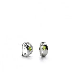 Pendientes Cierre Omega | LINEARGENT Pendientes cierre omega diseño de cuarzo adamantino verde