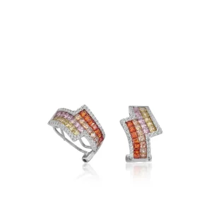 Pendientes De Piedras De Colores | Pendientes Cierre Omega | LINEARGENT Pendientes cierre omega diseño desigual tonos cálidos