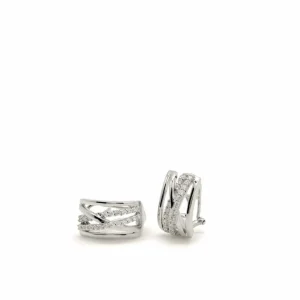 Pendientes Cierre Omega | LINEARGENT Pendientes cierre omega diseño entrelazado con carril de circonitas