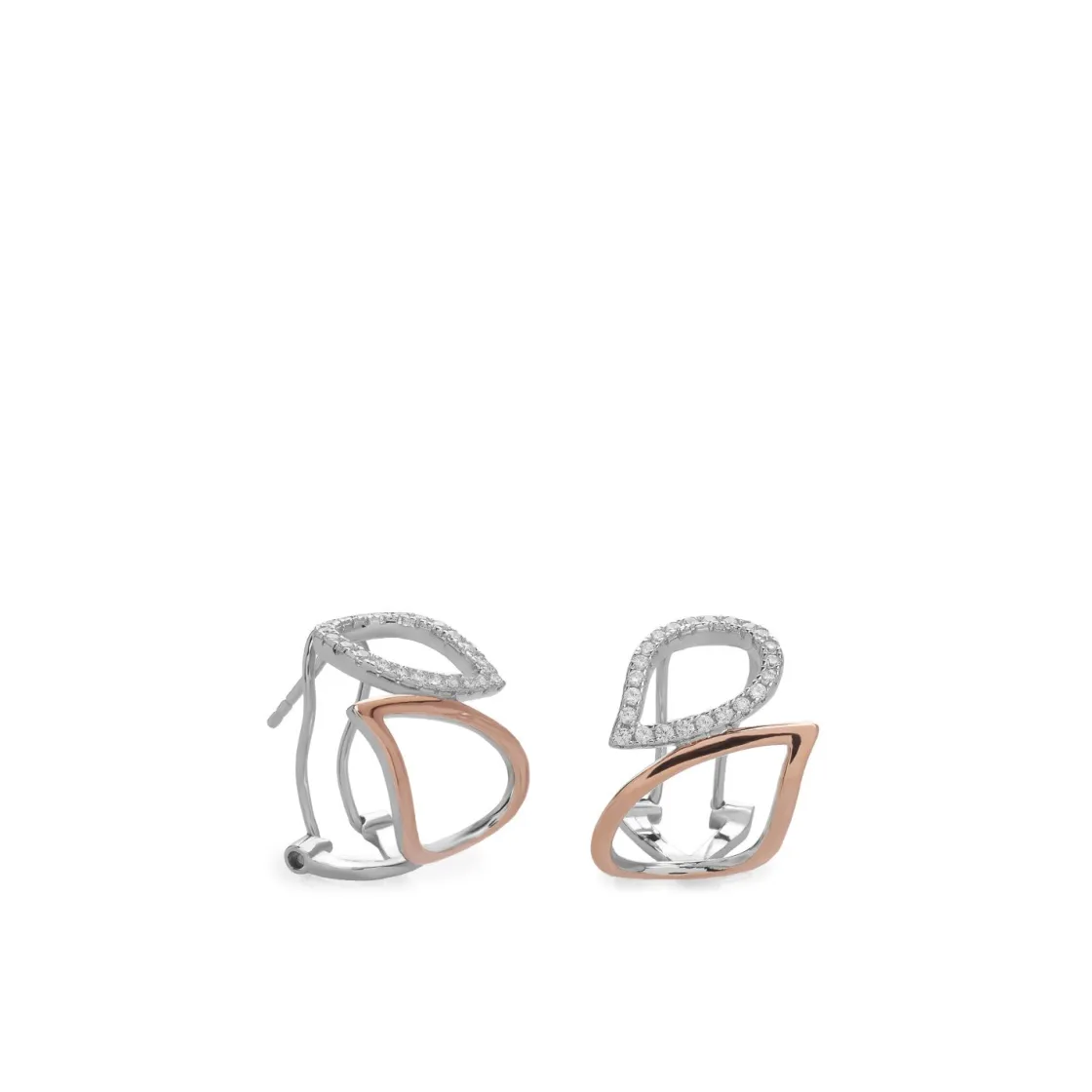 Pendientes Bicolor | Pendientes Cierre Omega | LINEARGENT Pendientes cierre omega diseño gotas irregulares bicolores