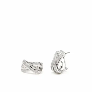 Pendientes Cierre Omega | LINEARGENT Pendientes cierre omega diseño raíles con circonitas
