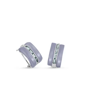Pendientes Cierre Omega | LINEARGENT Pendientes cierre omega diseño resina y gemas lilas
