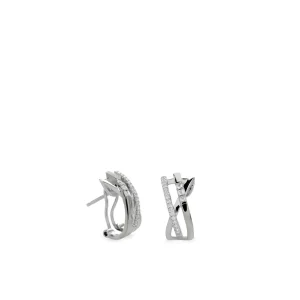 Pendientes Bicolor | Pendientes Cierre Omega | LINEARGENT Pendientes cierre omega diseño triple raíl con circonitas