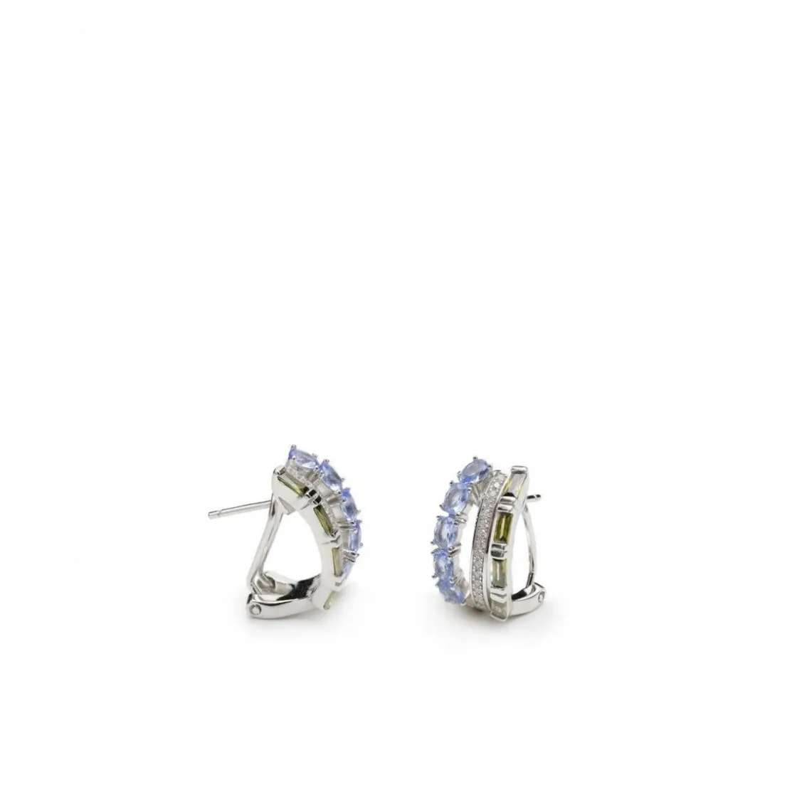Pendientes Cierre Omega | LINEARGENT Pendientes cierre omega en plata pequeños diseño dos tonos y circonita