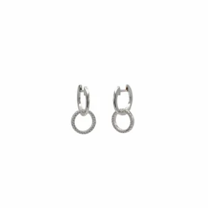 Pendientes Con Colgantes | LINEARGENT Pendientes con colgantes plata doble aro circonita