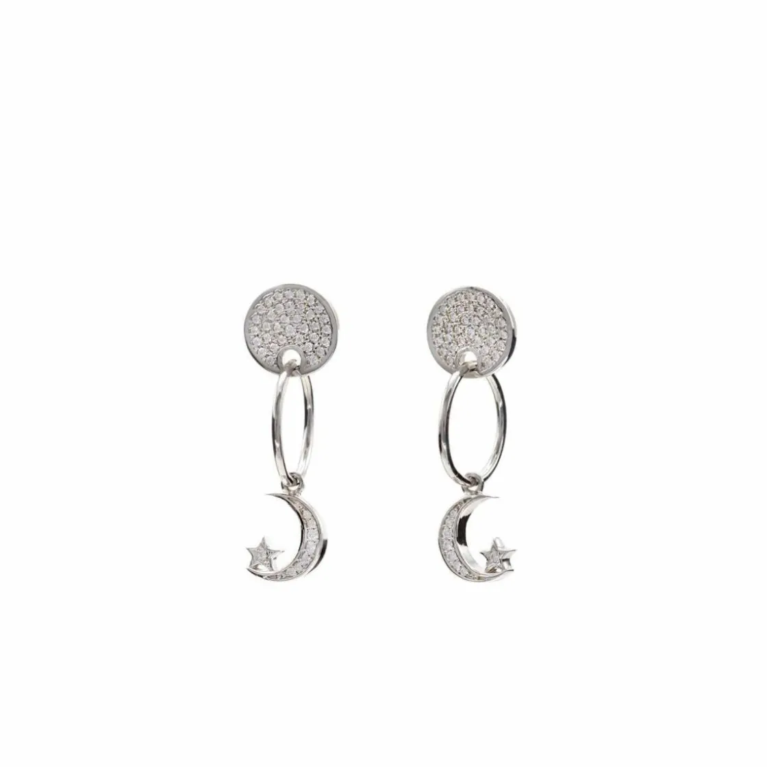Pendientes Con Colgantes | LINEARGENT Pendientes con colgantes de plata motivo circular con circonitas