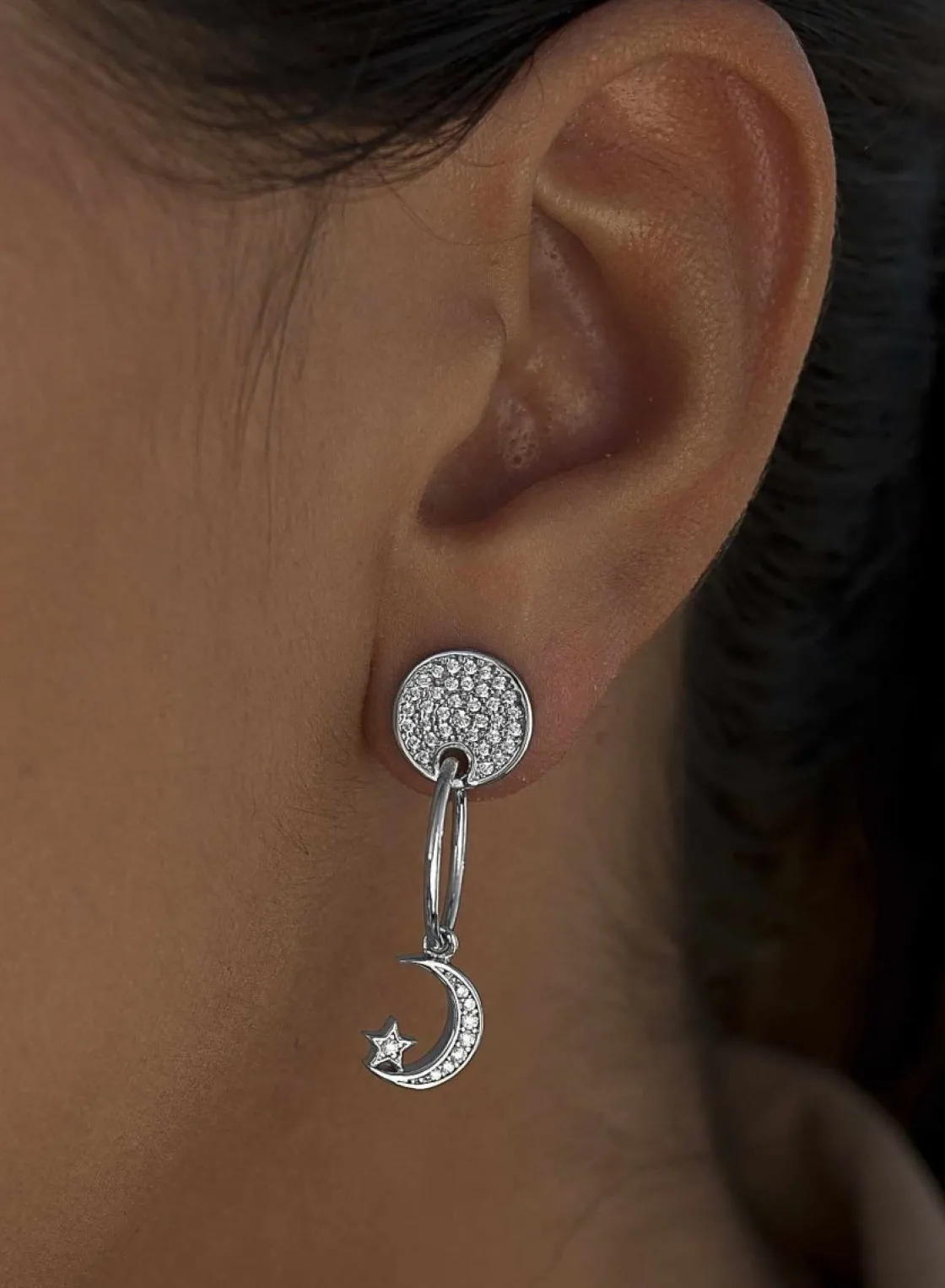Pendientes Con Colgantes | LINEARGENT Pendientes con colgantes de plata motivo circular con circonitas