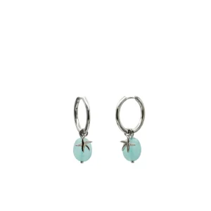 Pendientes Con Colgantes | LINEARGENT Pendientes con colgantes de plata charm de estrella de mar y turquesa
