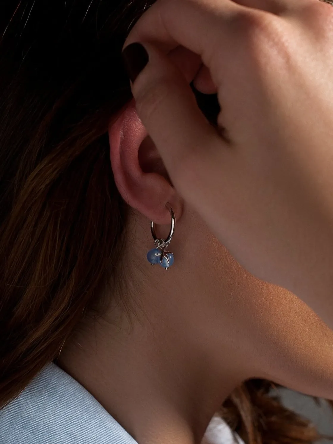 Pendientes Con Colgantes | LINEARGENT Pendientes con colgantes de plata charm de estrella de mar y turquesa