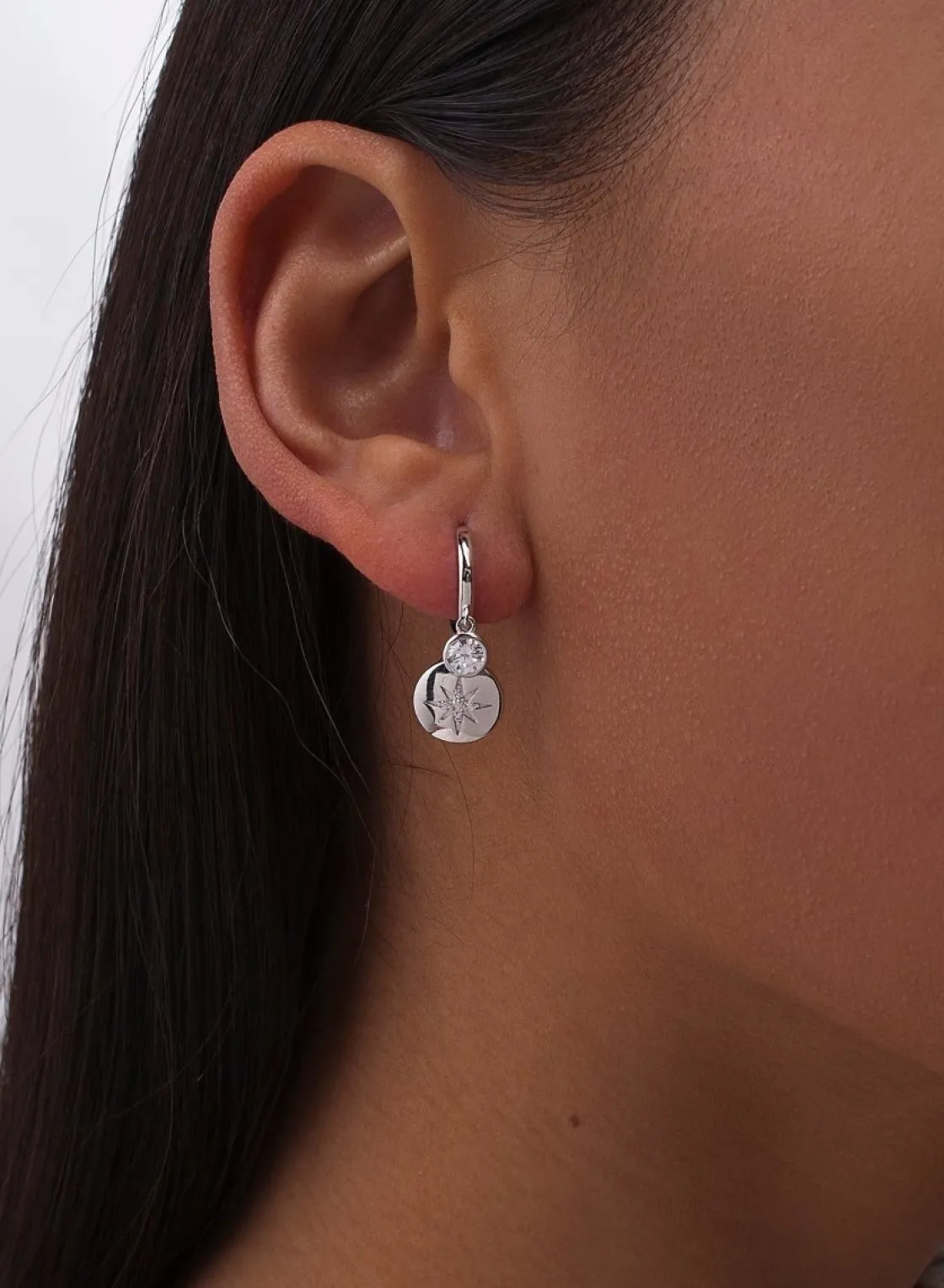 Pendientes Con Colgantes | LINEARGENT Pendientes con colgantes de plata diseño destello y circonita