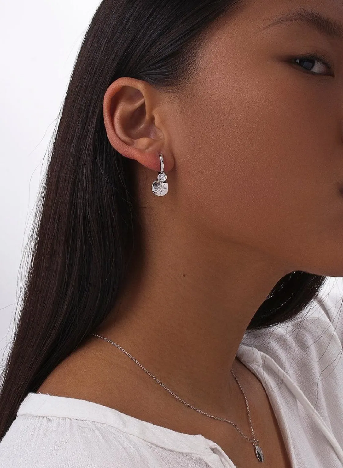 Pendientes Con Colgantes | LINEARGENT Pendientes con colgantes de plata diseño destello y circonita