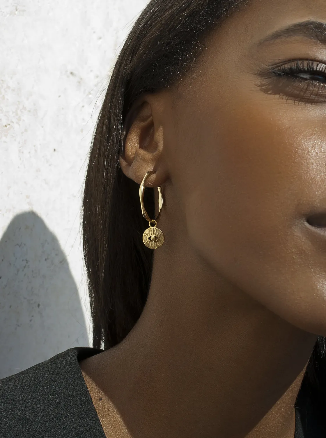 Pendientes Con Colgantes | LINEARGENT Pendientes con colgantes de plata estilo aro diseño ojo