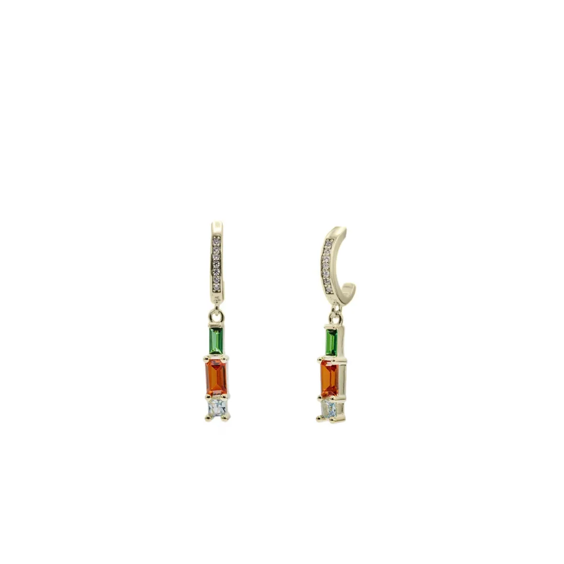 Pendientes De Piedras De Colores | Pendientes Con Colgantes | LINEARGENT Pendientes con colgantes diseño aro y gemas de colores