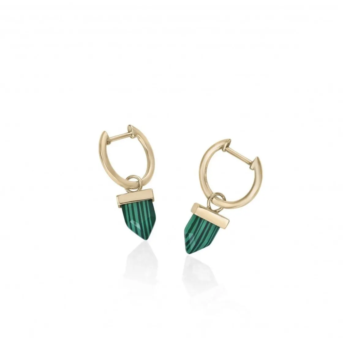 Pendientes De Piedra Natural | LINEARGENT Pendientes con colgantes diseño charm malaquita bañados en oro