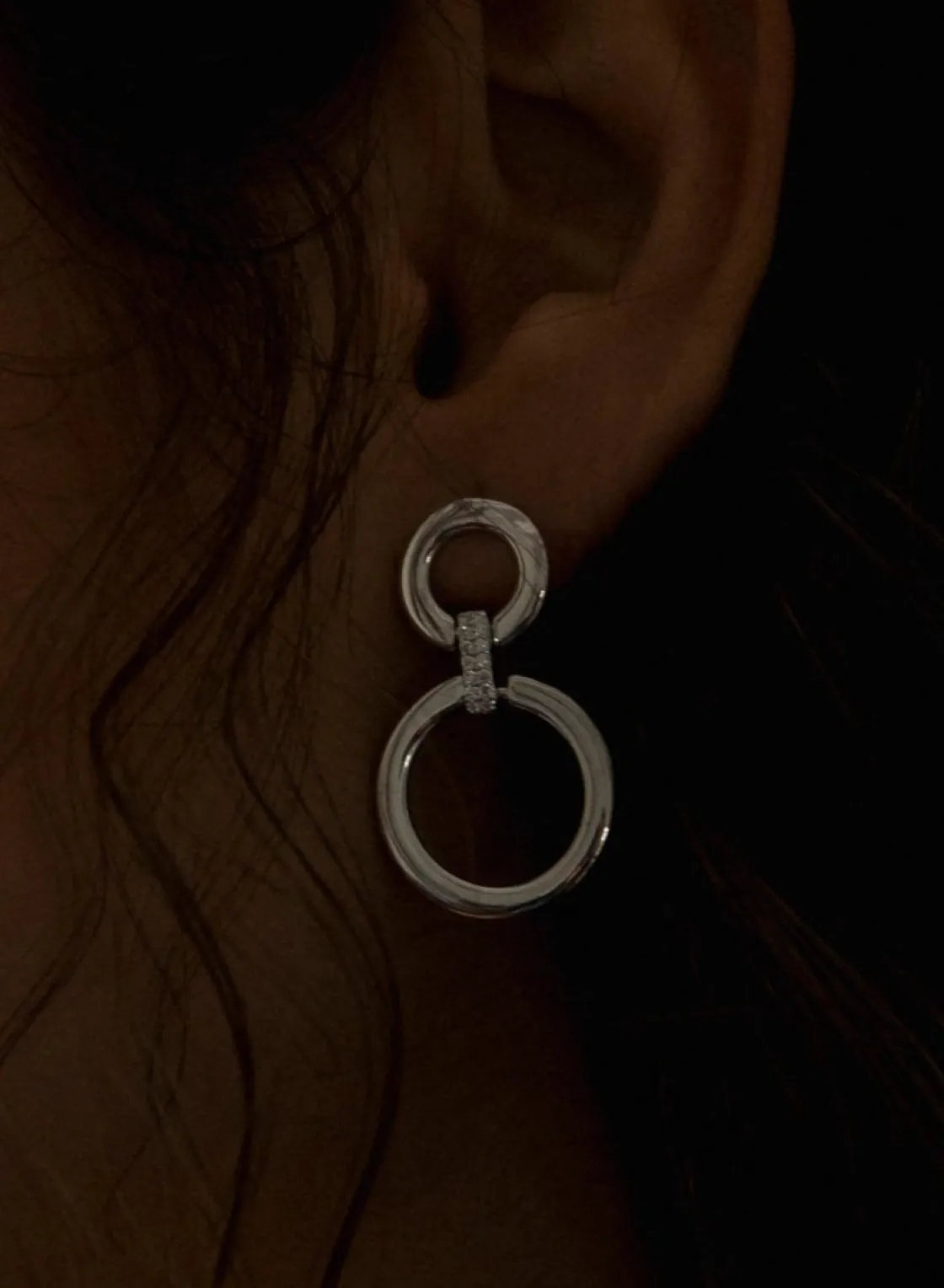 Pendientes Con Colgantes | LINEARGENT Pendientes con colgantes diseño circular doble