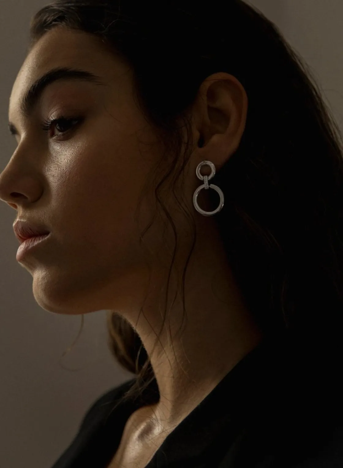 Pendientes Con Colgantes | LINEARGENT Pendientes con colgantes diseño circular doble