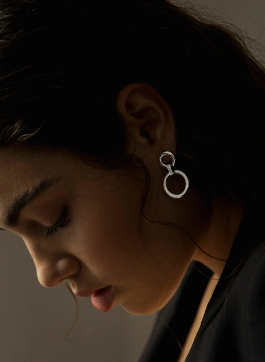 Pendientes Con Colgantes | LINEARGENT Pendientes con colgantes diseño circular doble