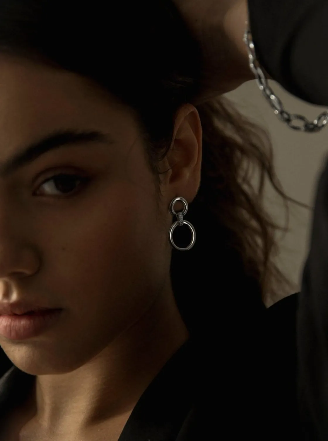 Pendientes Con Colgantes | LINEARGENT Pendientes con colgantes diseño circular doble