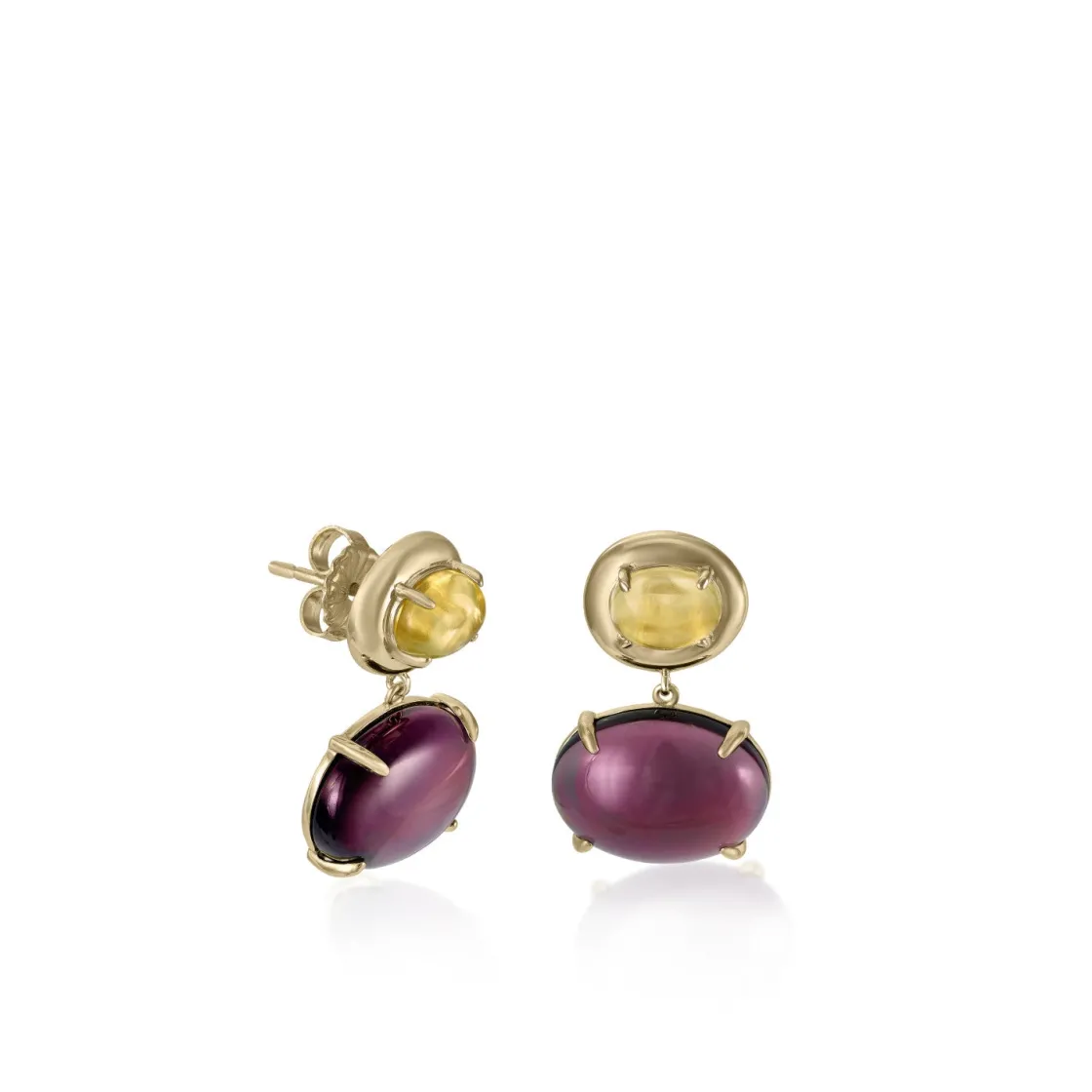 Pendientes De Piedras De Colores | LINEARGENT Pendientes con colgantes diseño cuarzo adamantino bicolor