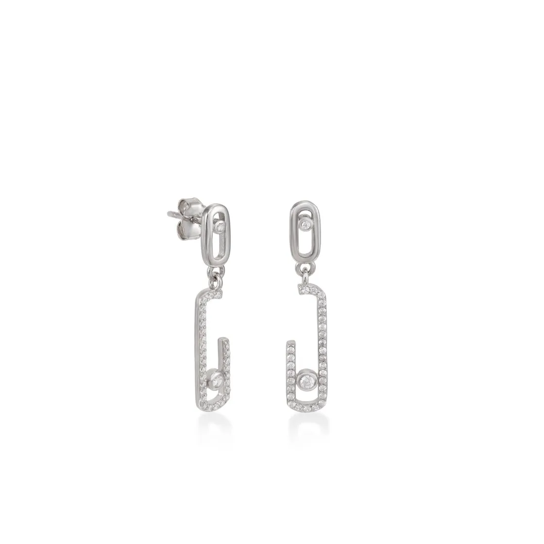 Pendientes Largos | LINEARGENT Pendientes con colgantes diseño de clip brillante