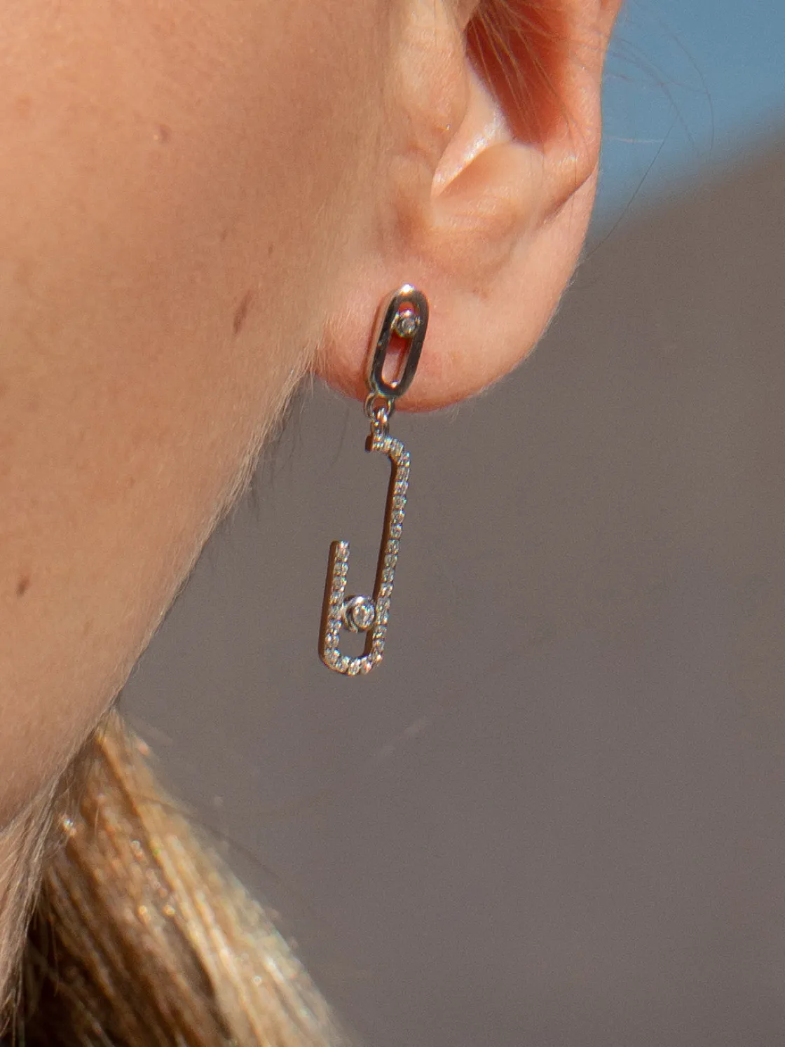 Pendientes Largos | LINEARGENT Pendientes con colgantes diseño de clip brillante