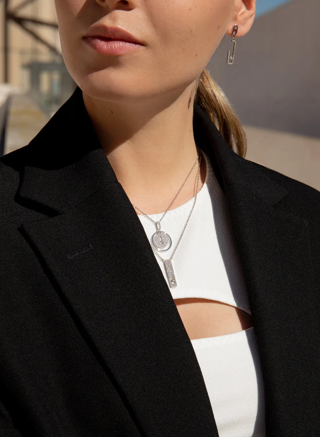 Pendientes Largos | LINEARGENT Pendientes con colgantes diseño de clip brillante