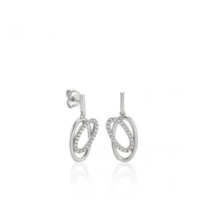 Pendientes Con Colgantes | LINEARGENT Pendientes con colgantes diseño ovalado con carril de circonitas