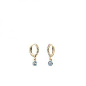 Pendientes Con Colgantes | LINEARGENT Pendientes con colgantes en plata diseño círculo azul con esmalte