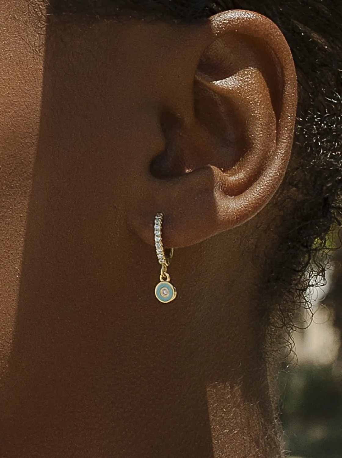 Pendientes Con Colgantes | LINEARGENT Pendientes con colgantes en plata diseño círculo azul con esmalte