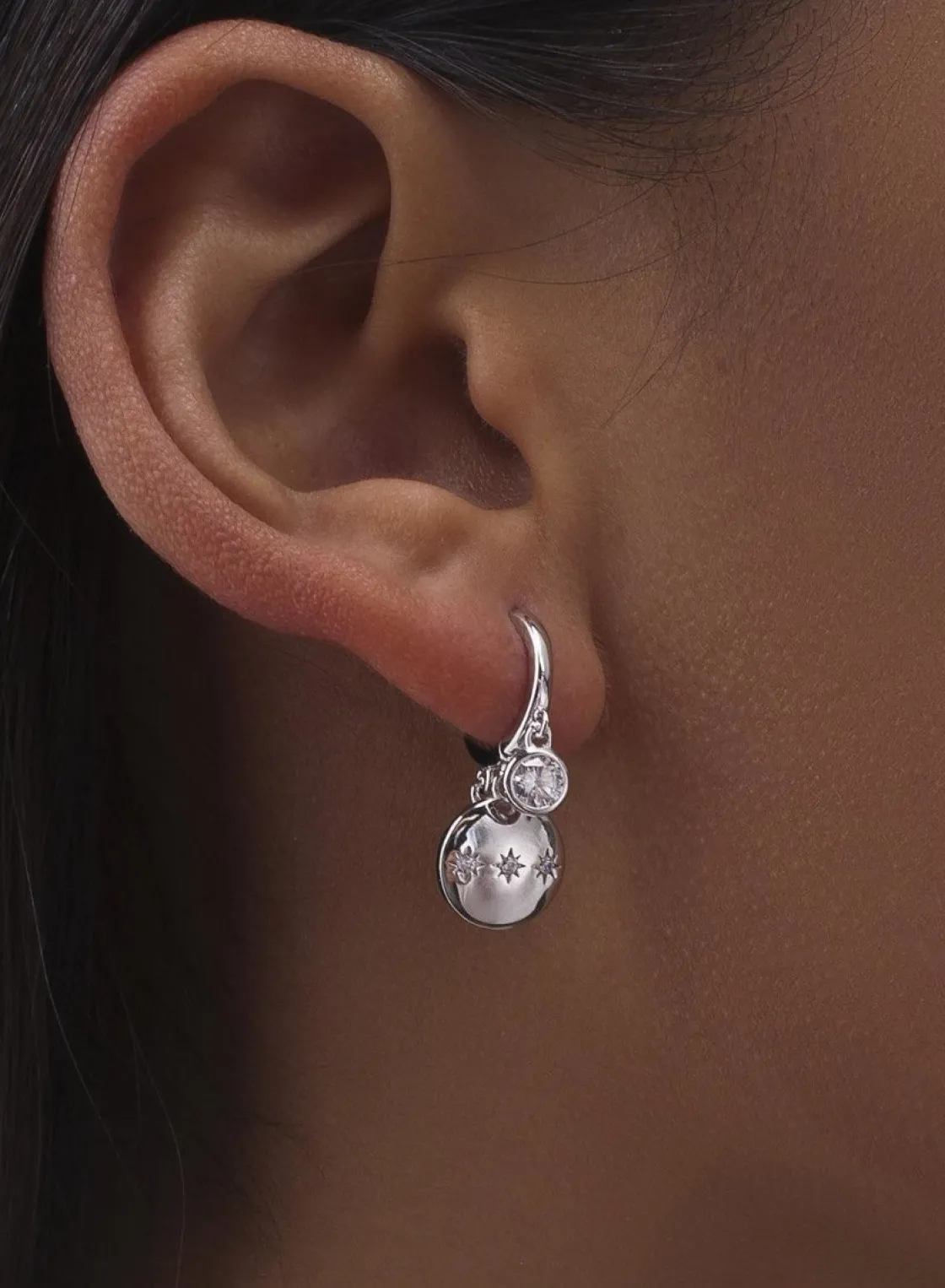 Pendientes Con Colgantes | LINEARGENT Pendientes con colgantes en plata diseño triple destello