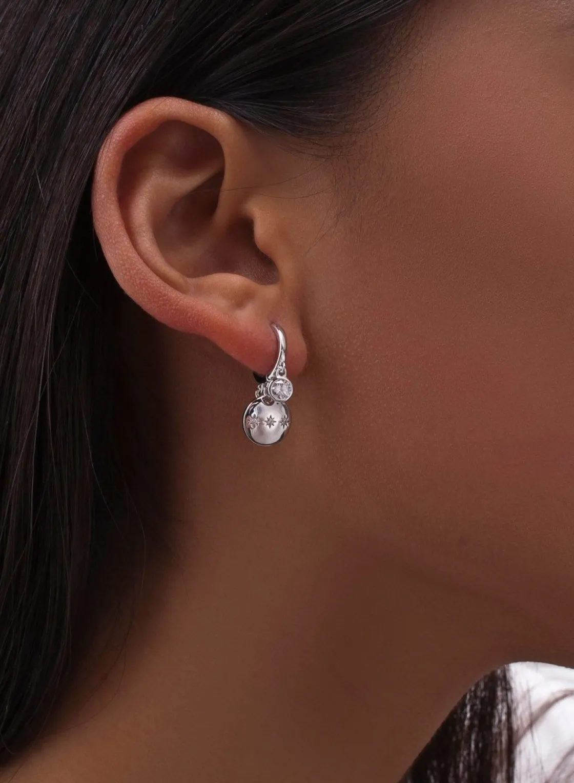 Pendientes Con Colgantes | LINEARGENT Pendientes con colgantes en plata diseño triple destello