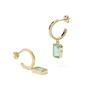 Pendientes Con Colgantes | LINEARGENT Pendientes con colgantes estilo aro con gema azul