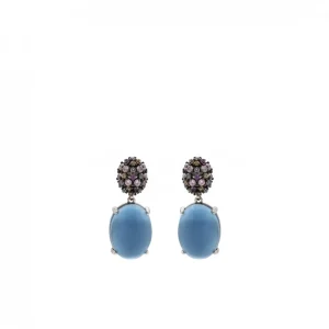Pendientes De Piedras De Colores | LINEARGENT Pendientes con colgantes estilo cabouchón y circonitas