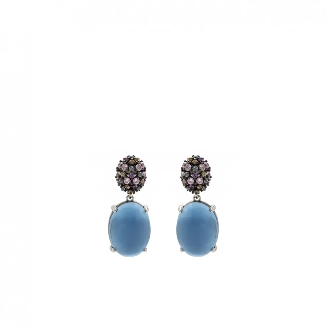 Pendientes De Piedras De Colores | LINEARGENT Pendientes con colgantes estilo cabouchón y circonitas
