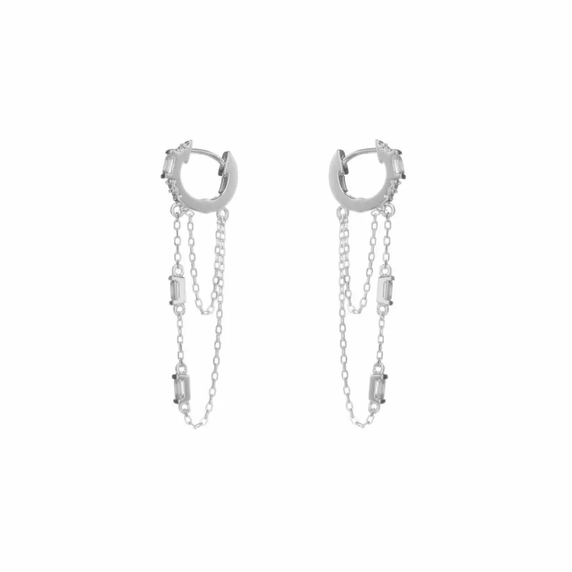 Pendientes Con Colgantes | LINEARGENT Pendientes con colgantes plata diseño cadenas