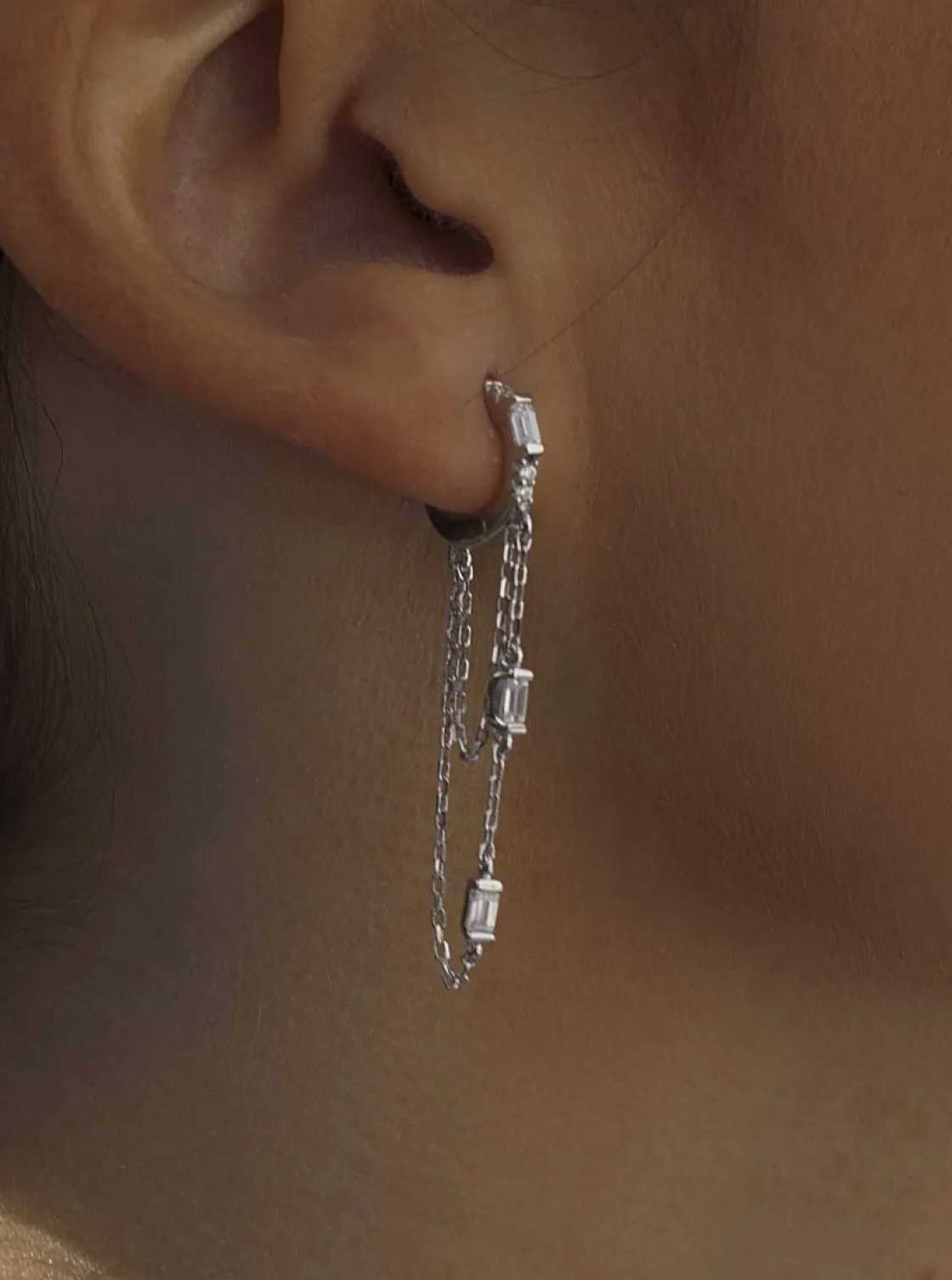Pendientes Con Colgantes | LINEARGENT Pendientes con colgantes plata diseño cadenas