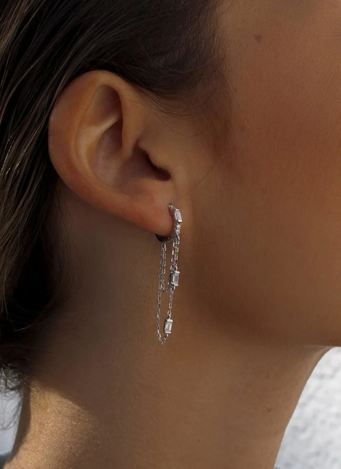 Pendientes Con Colgantes | LINEARGENT Pendientes con colgantes plata diseño cadenas